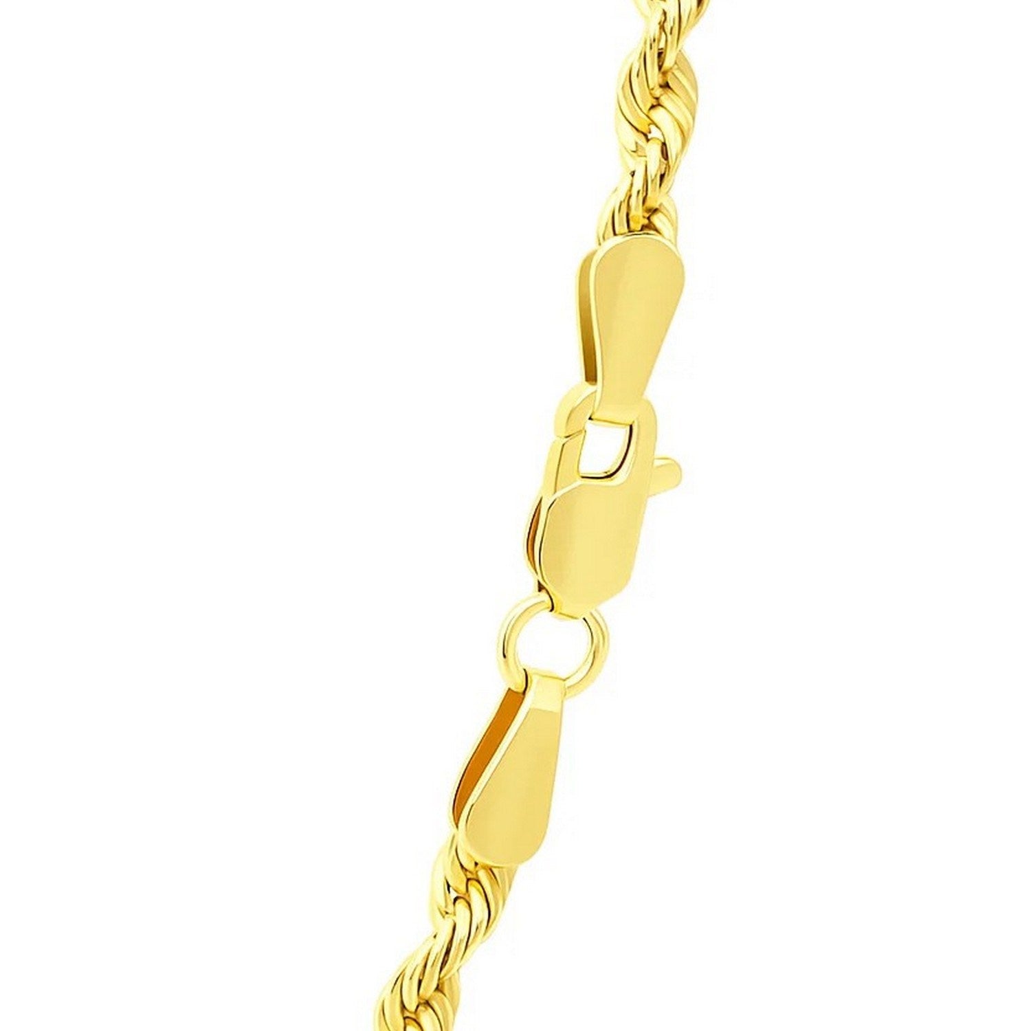14K Yellow Gold Hollow Diamond Cut Rope Chain (3.2 mm) in a sleek high-contrast midnight luxury editorial style